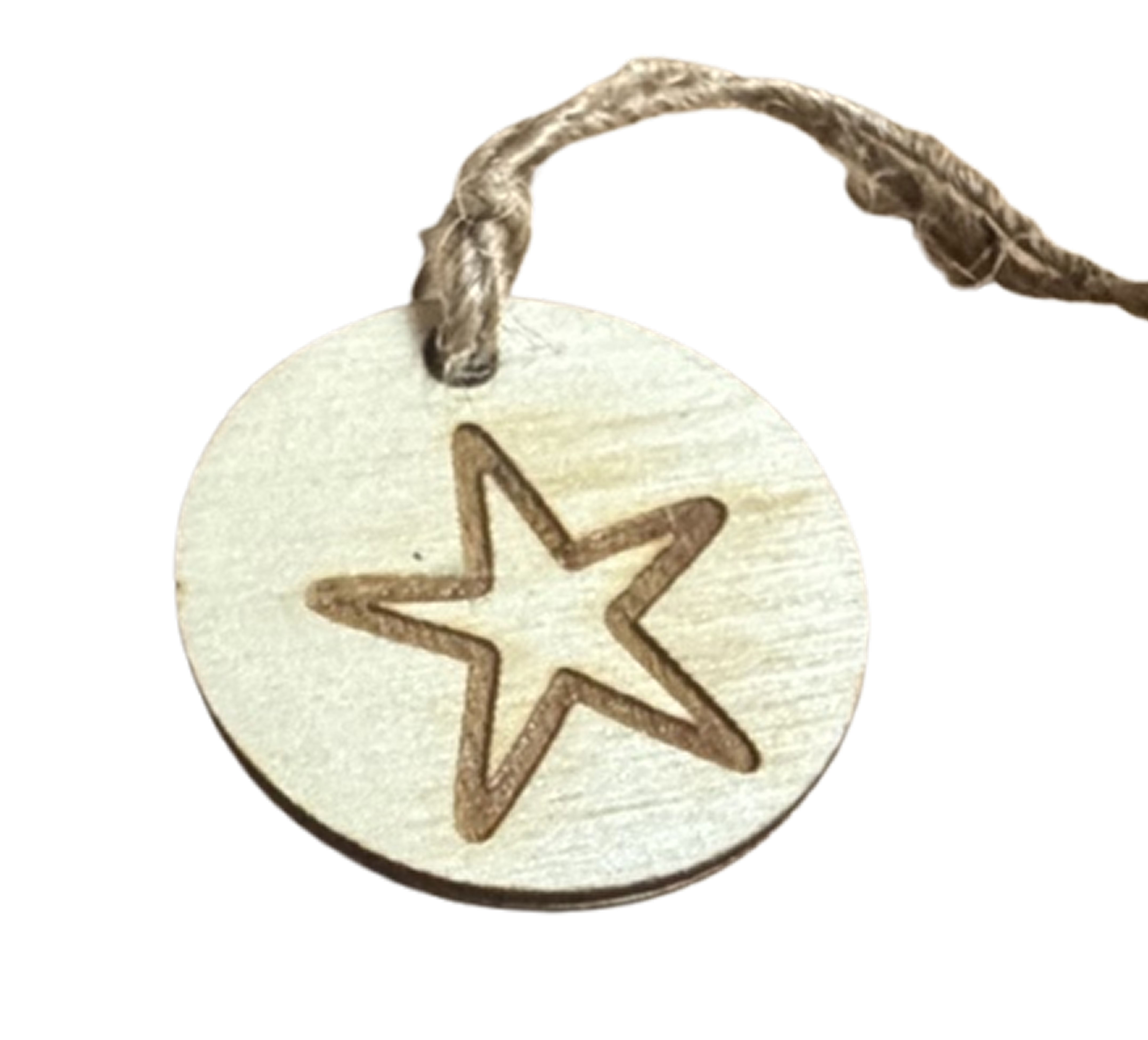 LoveTag Star — wooden tag with engraved star design